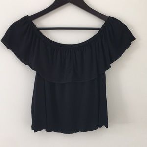 Topshop Black Over The shoulder Crop Top